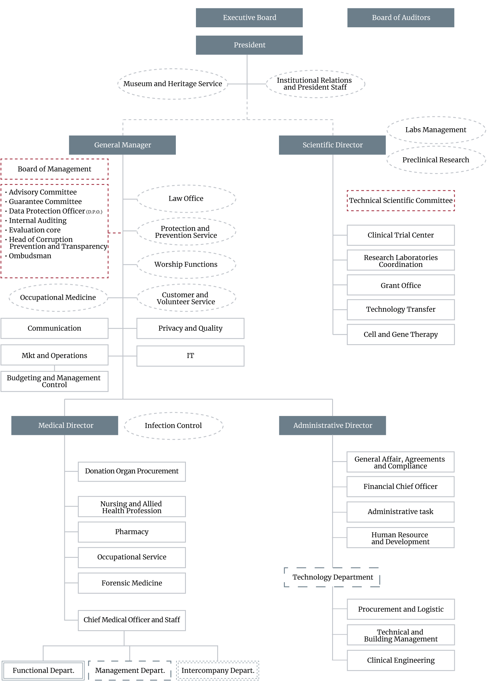 Organization chart of the Policlinico di Milano